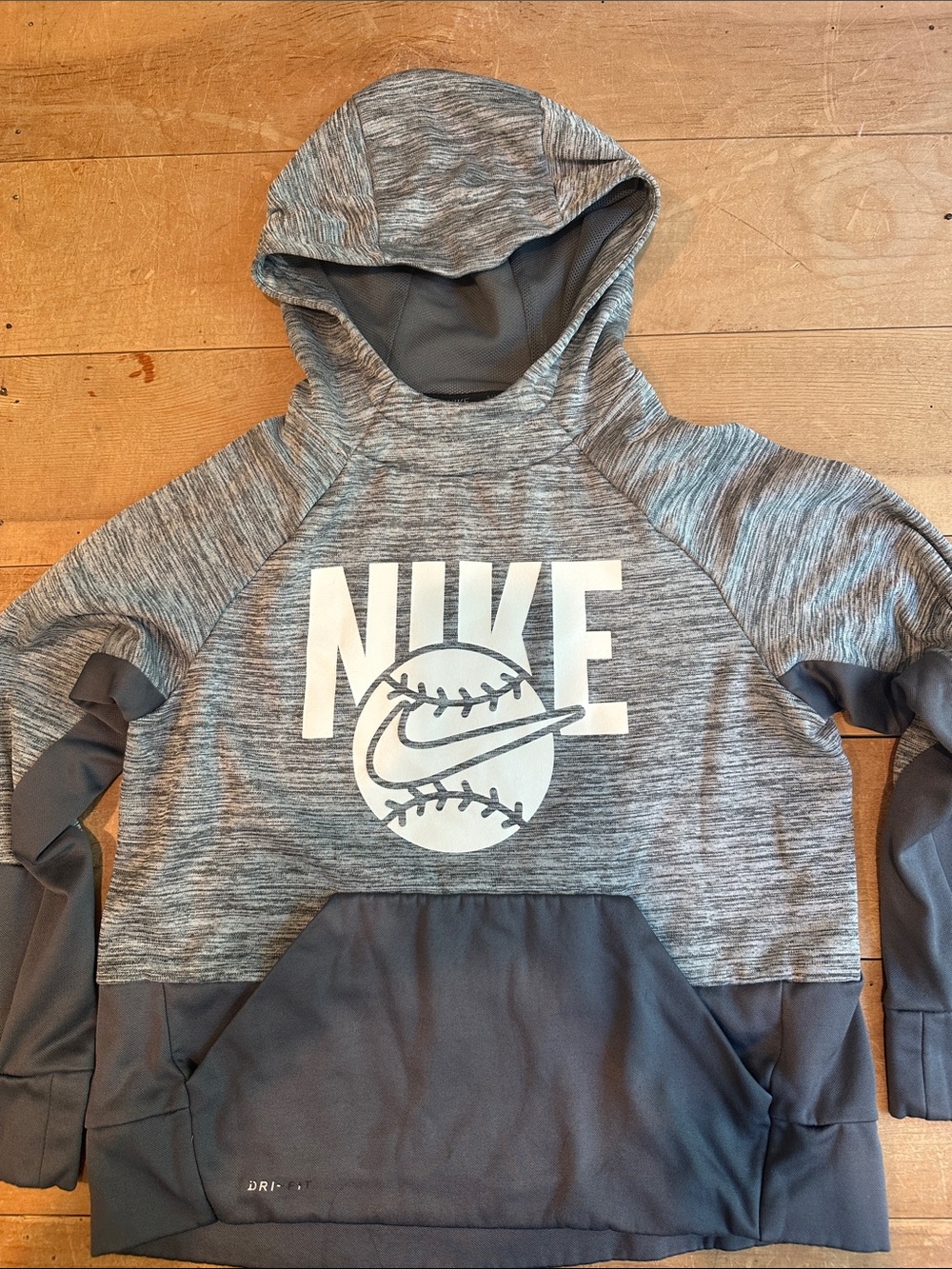 Nike Boy’s Grey Dri-FIT Pullover Hoodie - Baseball Graphic